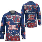 Personalized Sydney Roosters Hockey Jersey Aboriginal Pattern with Graffiti Style Design
