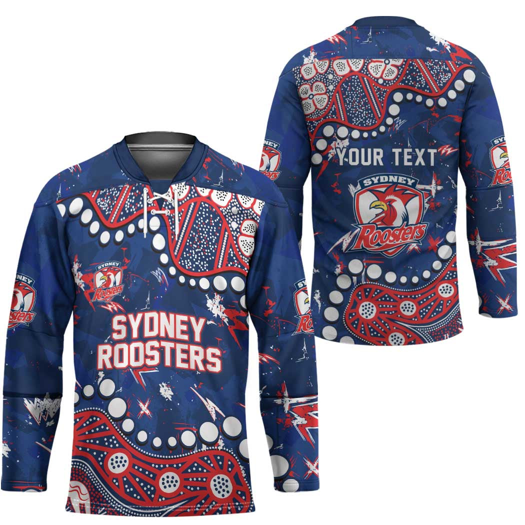Personalized Sydney Roosters Hockey Jersey Aboriginal Pattern with Graffiti Style Design