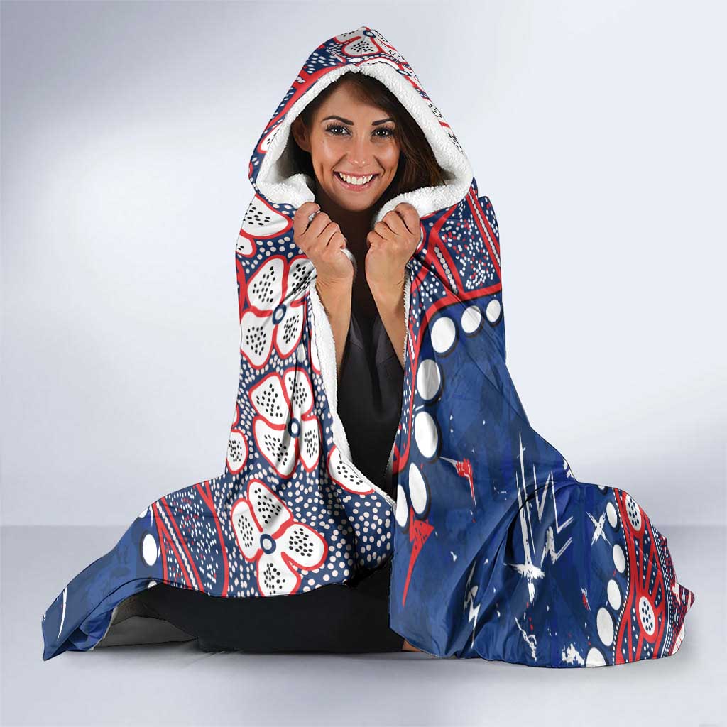 Personalized Sydney Roosters Hooded Blanket Aboriginal Pattern with Graffiti Style Design