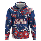 Personalized Sydney Roosters Hoodie Aboriginal Pattern with Graffiti Style Design