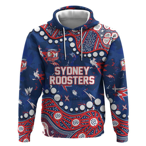 Personalized Sydney Roosters Hoodie Aboriginal Pattern with Graffiti Style Design