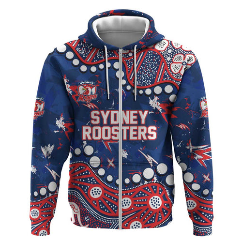 Personalized Sydney Roosters Hoodie Aboriginal Pattern with Graffiti Style Design