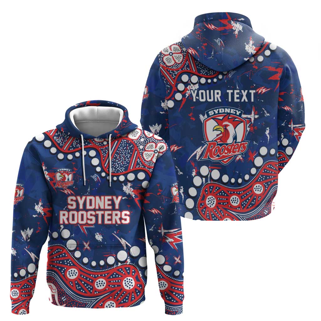 Personalized Sydney Roosters Hoodie Aboriginal Pattern with Graffiti Style Design