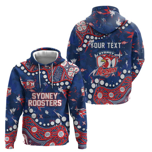 Personalized Sydney Roosters Hoodie Aboriginal Pattern with Graffiti Style Design