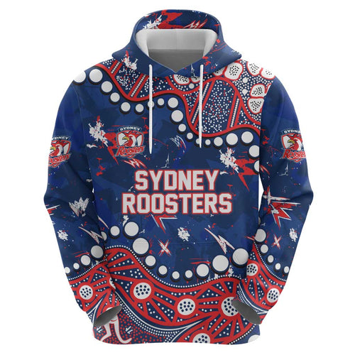 Personalized Sydney Roosters Hoodie Aboriginal Pattern with Graffiti Style Design