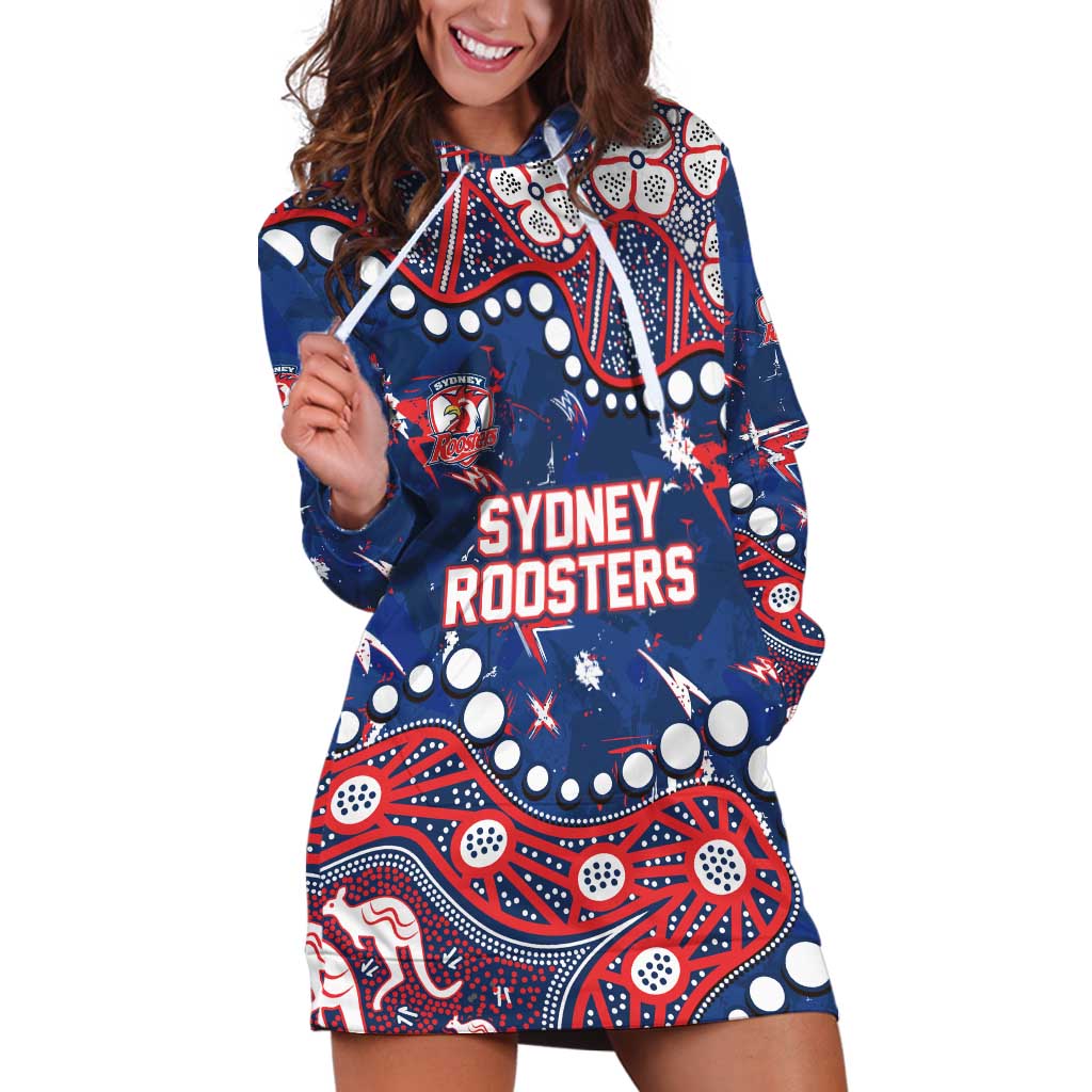 Personalized Sydney Roosters Hoodie Dress Aboriginal Pattern with Graffiti Style Design