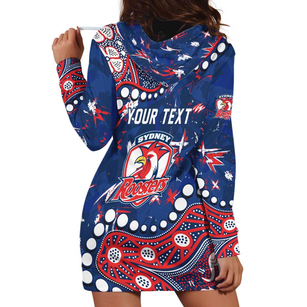Personalized Sydney Roosters Hoodie Dress Aboriginal Pattern with Graffiti Style Design