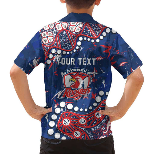 Personalized Sydney Roosters Kid Hawaiian Shirt Aboriginal Pattern with Graffiti Style Design