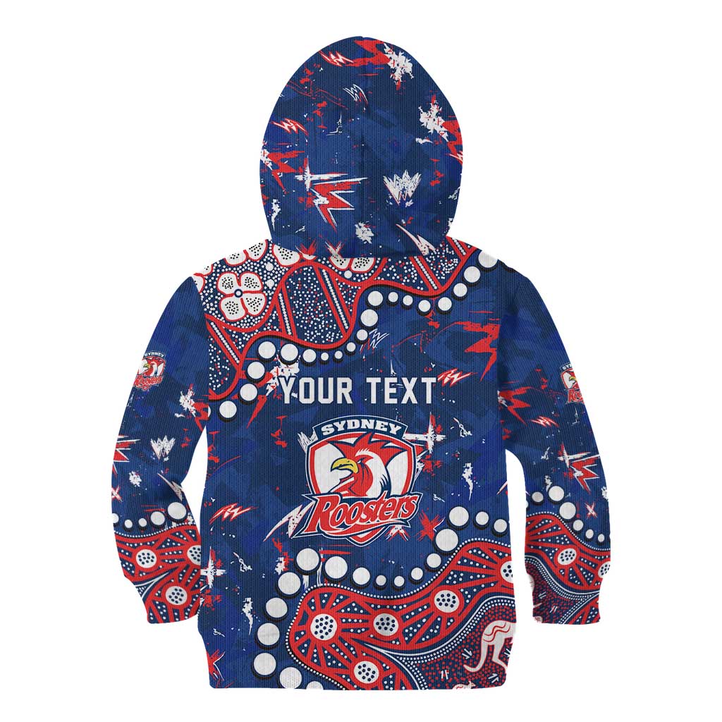 Personalized Sydney Roosters Kid Hoodie Aboriginal Pattern with Graffiti Style Design