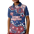 Personalized Sydney Roosters Kid Polo Shirt Aboriginal Pattern with Graffiti Style Design