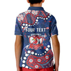 Personalized Sydney Roosters Kid Polo Shirt Aboriginal Pattern with Graffiti Style Design