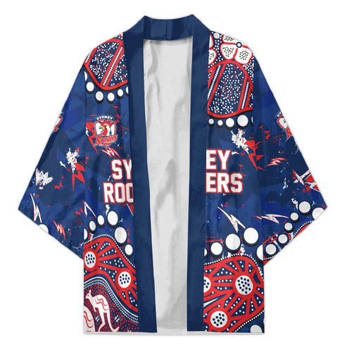 Personalized Sydney Roosters Kimono Aboriginal Pattern with Graffiti Style Design