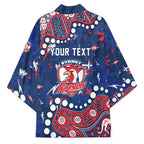 Personalized Sydney Roosters Kimono Aboriginal Pattern with Graffiti Style Design