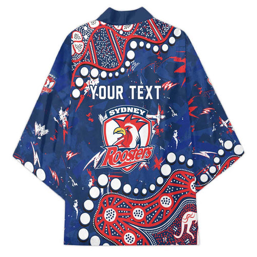 Personalized Sydney Roosters Kimono Aboriginal Pattern with Graffiti Style Design