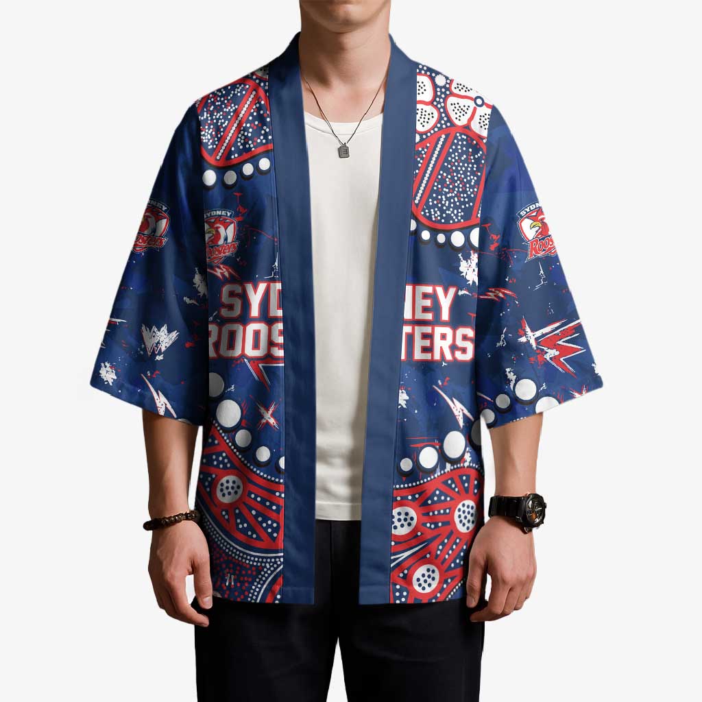 Personalized Sydney Roosters Kimono Aboriginal Pattern with Graffiti Style Design