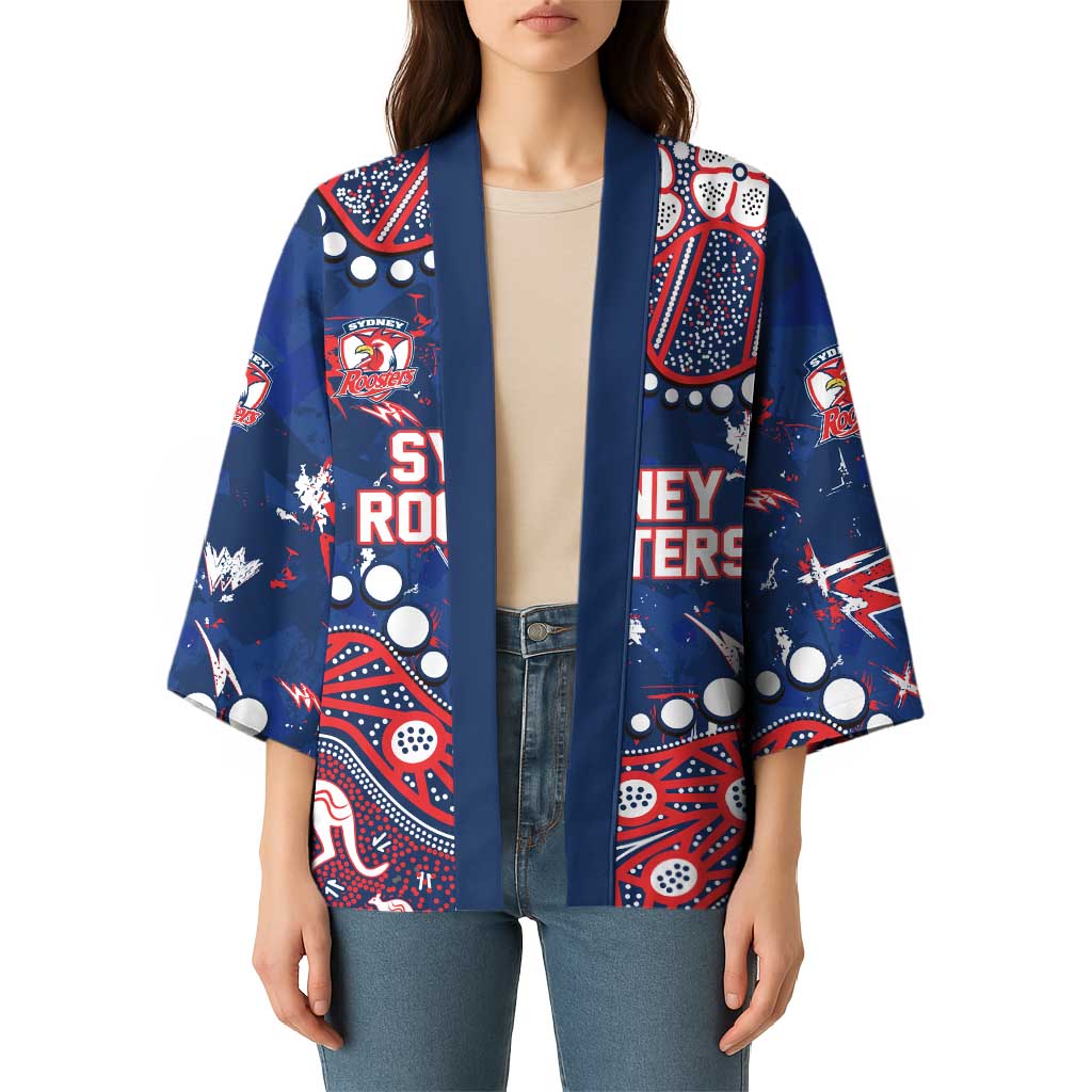 Personalized Sydney Roosters Kimono Aboriginal Pattern with Graffiti Style Design