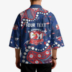 Personalized Sydney Roosters Kimono Aboriginal Pattern with Graffiti Style Design