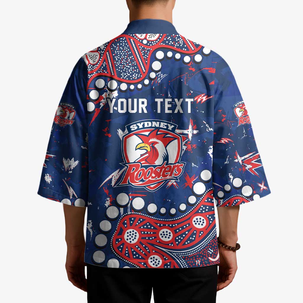 Personalized Sydney Roosters Kimono Aboriginal Pattern with Graffiti Style Design