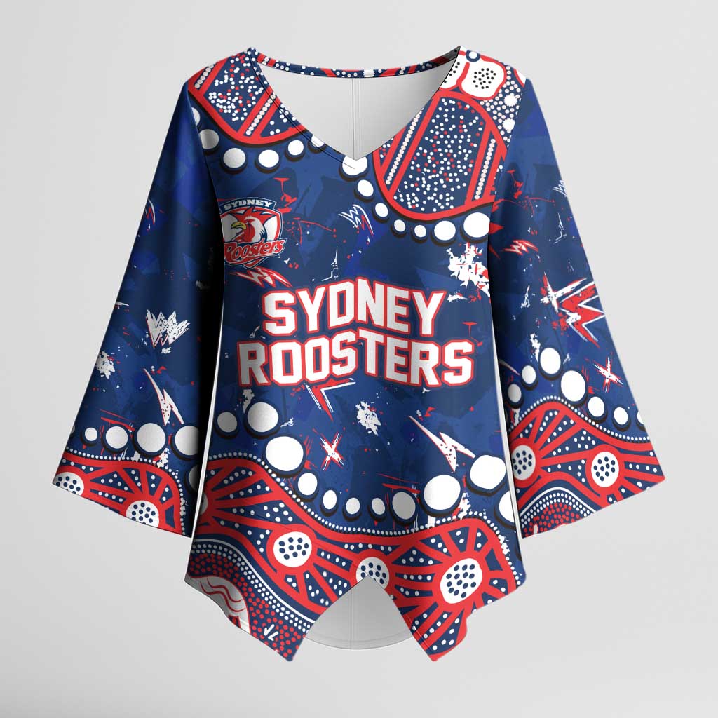 Personalized Sydney Roosters Kimono Sleeve Blouse Aboriginal Pattern with Graffiti Style Design