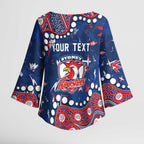 Personalized Sydney Roosters Kimono Sleeve Blouse Aboriginal Pattern with Graffiti Style Design