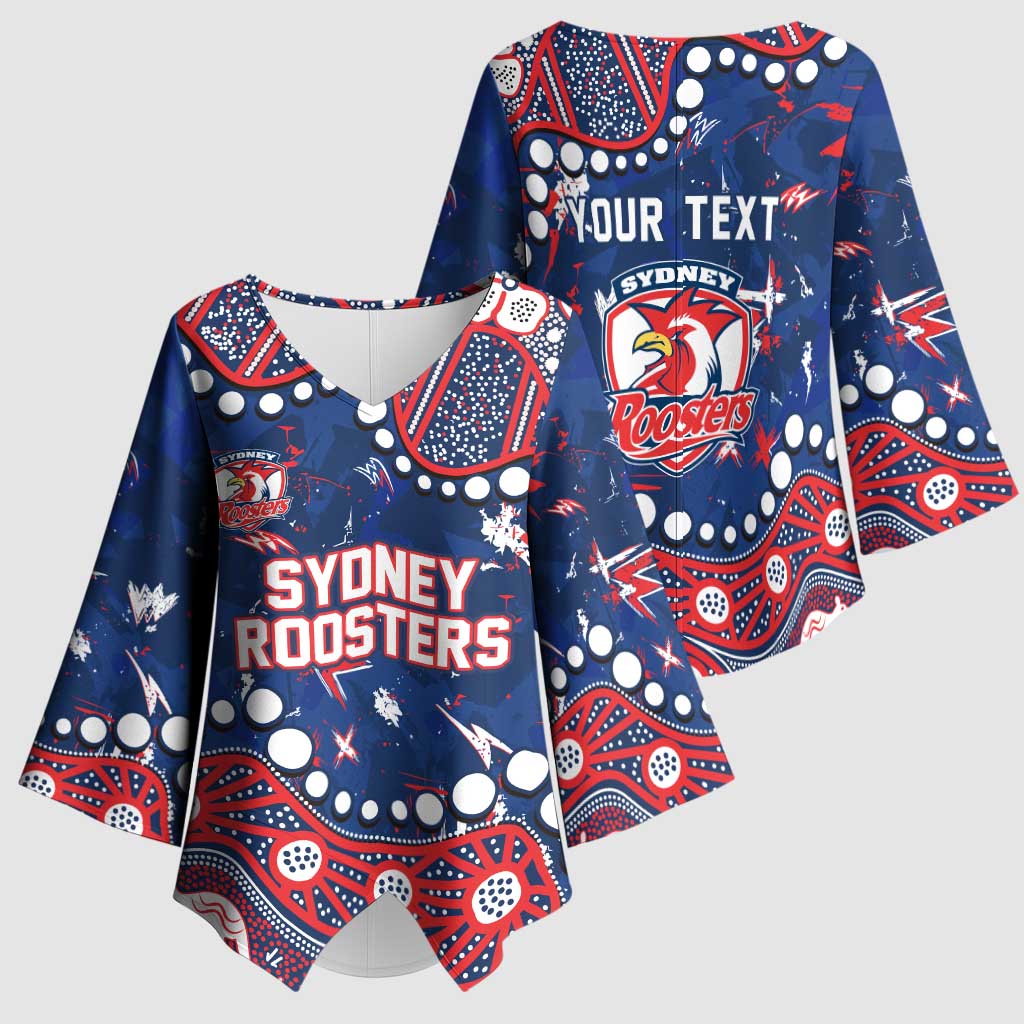 Personalized Sydney Roosters Kimono Sleeve Blouse Aboriginal Pattern with Graffiti Style Design