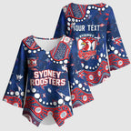 Personalized Sydney Roosters Kimono Sleeve Blouse Aboriginal Pattern with Graffiti Style Design