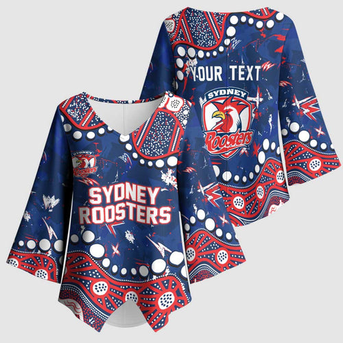 Personalized Sydney Roosters Kimono Sleeve Blouse Aboriginal Pattern with Graffiti Style Design