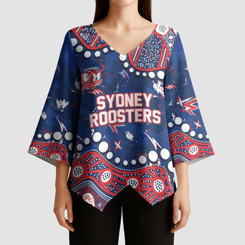 Personalized Sydney Roosters Kimono Sleeve Blouse Aboriginal Pattern with Graffiti Style Design