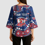 Personalized Sydney Roosters Kimono Sleeve Blouse Aboriginal Pattern with Graffiti Style Design