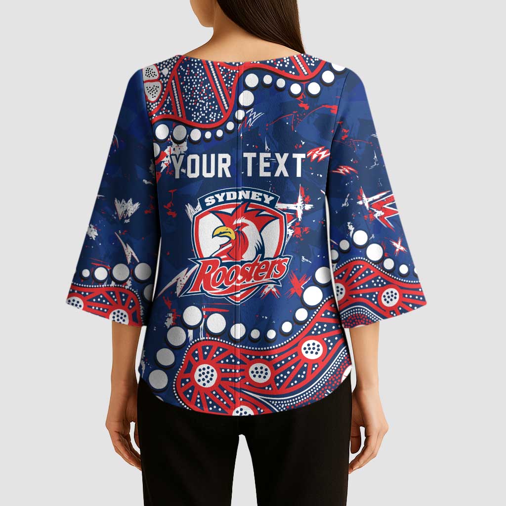 Personalized Sydney Roosters Kimono Sleeve Blouse Aboriginal Pattern with Graffiti Style Design