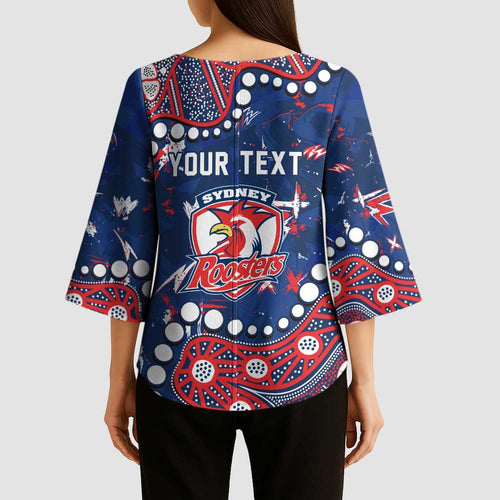 Personalized Sydney Roosters Kimono Sleeve Blouse Aboriginal Pattern with Graffiti Style Design