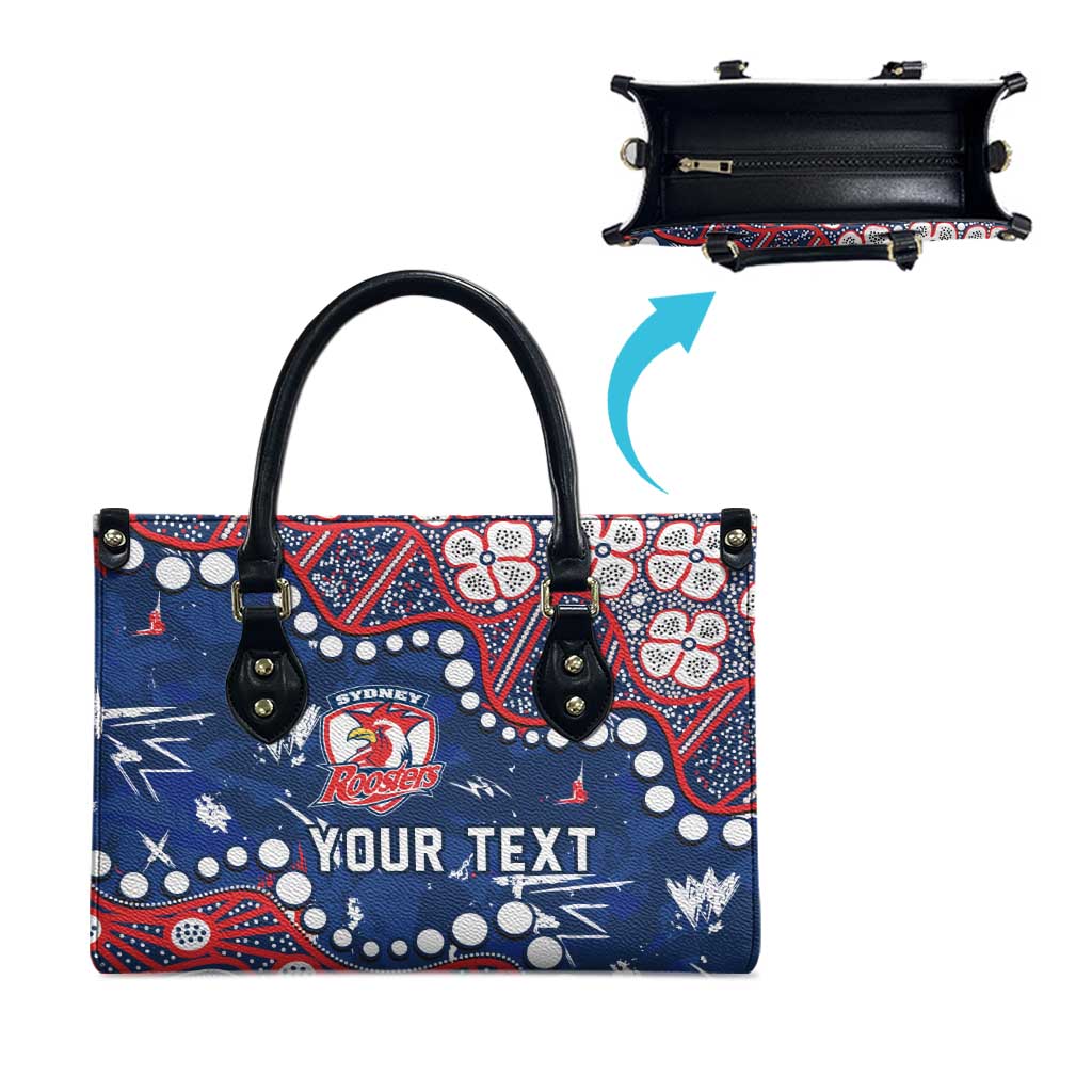 Personalized Sydney Roosters Leather Bag Aboriginal Pattern with Graffiti Style Design
