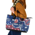 Personalized Sydney Roosters Leather Tote Bag Aboriginal Pattern with Graffiti Style Design
