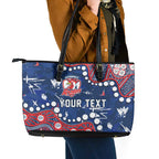 Personalized Sydney Roosters Leather Tote Bag Aboriginal Pattern with Graffiti Style Design