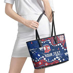 Personalized Sydney Roosters Leather Tote Bag Aboriginal Pattern with Graffiti Style Design