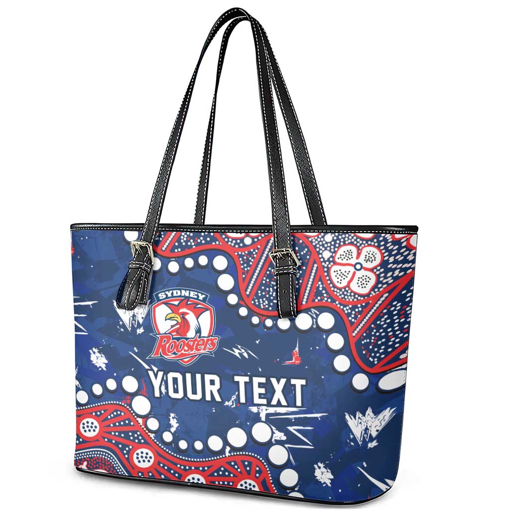 Personalized Sydney Roosters Leather Tote Bag Aboriginal Pattern with Graffiti Style Design