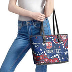 Personalized Sydney Roosters Leather Tote Bag Aboriginal Pattern with Graffiti Style Design