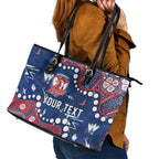 Personalized Sydney Roosters Leather Tote Bag Aboriginal Pattern with Graffiti Style Design