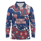 Personalized Sydney Roosters Long Sleeve Polo Shirt Aboriginal Pattern with Graffiti Style Design