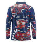 Personalized Sydney Roosters Long Sleeve Polo Shirt Aboriginal Pattern with Graffiti Style Design