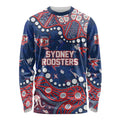 Personalized Sydney Roosters Long Sleeve Shirt Aboriginal Pattern with Graffiti Style Design