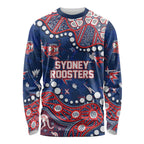 Personalized Sydney Roosters Long Sleeve Shirt Aboriginal Pattern with Graffiti Style Design