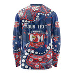Personalized Sydney Roosters Long Sleeve Shirt Aboriginal Pattern with Graffiti Style Design