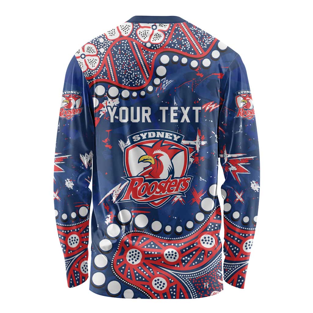 Personalized Sydney Roosters Long Sleeve Shirt Aboriginal Pattern with Graffiti Style Design