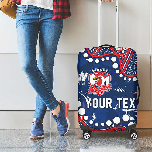 Personalized Sydney Roosters Luggage Cover Aboriginal Pattern with Graffiti Style Design