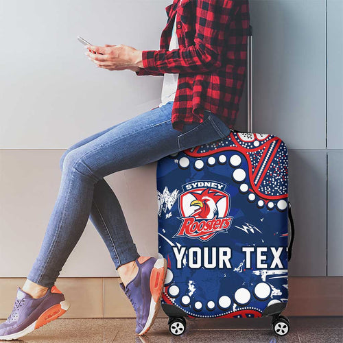 Personalized Sydney Roosters Luggage Cover Aboriginal Pattern with Graffiti Style Design