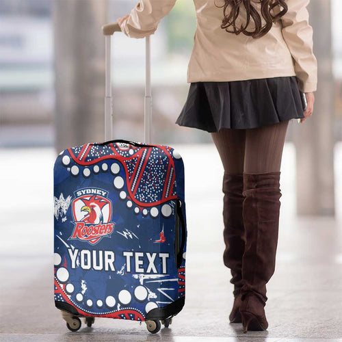 Personalized Sydney Roosters Luggage Cover Aboriginal Pattern with Graffiti Style Design