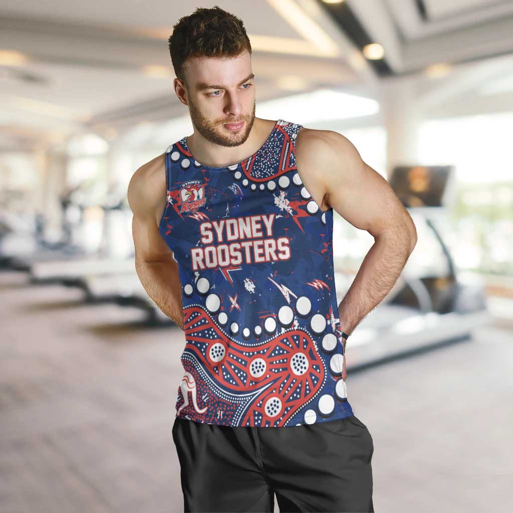 Personalized Sydney Roosters Men Tank Top Aboriginal Pattern with Graffiti Style Design