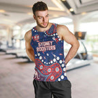 Personalized Sydney Roosters Men Tank Top Aboriginal Pattern with Graffiti Style Design