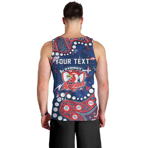 Personalized Sydney Roosters Men Tank Top Aboriginal Pattern with Graffiti Style Design